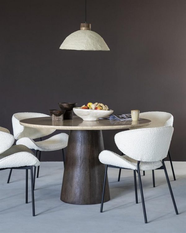 Eettafel Aikin rond 130 travertin - Eleo
