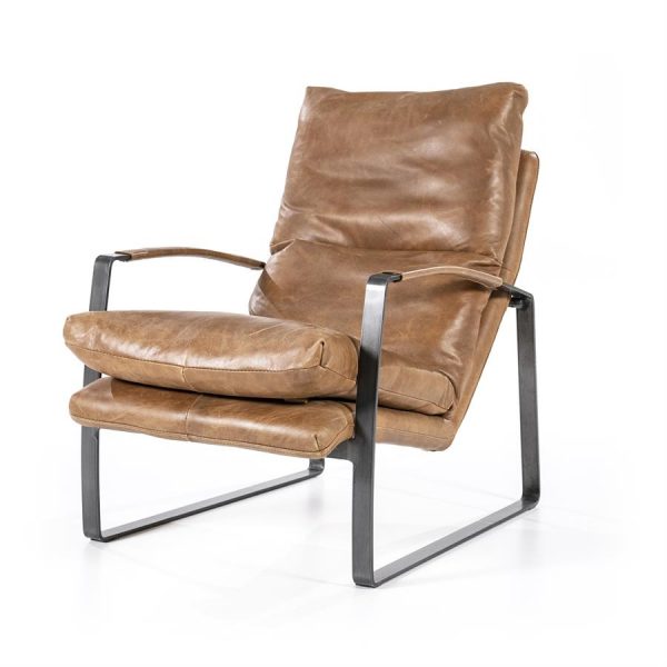Fauteuil Lex EL cuir : cognac, marron foncé ou anthracite
