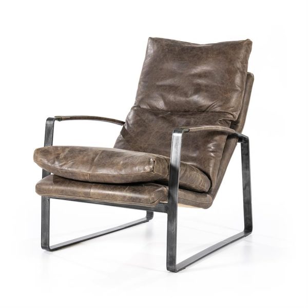 Fauteuil Lex EL cuir : cognac, marron foncé ou anthracite