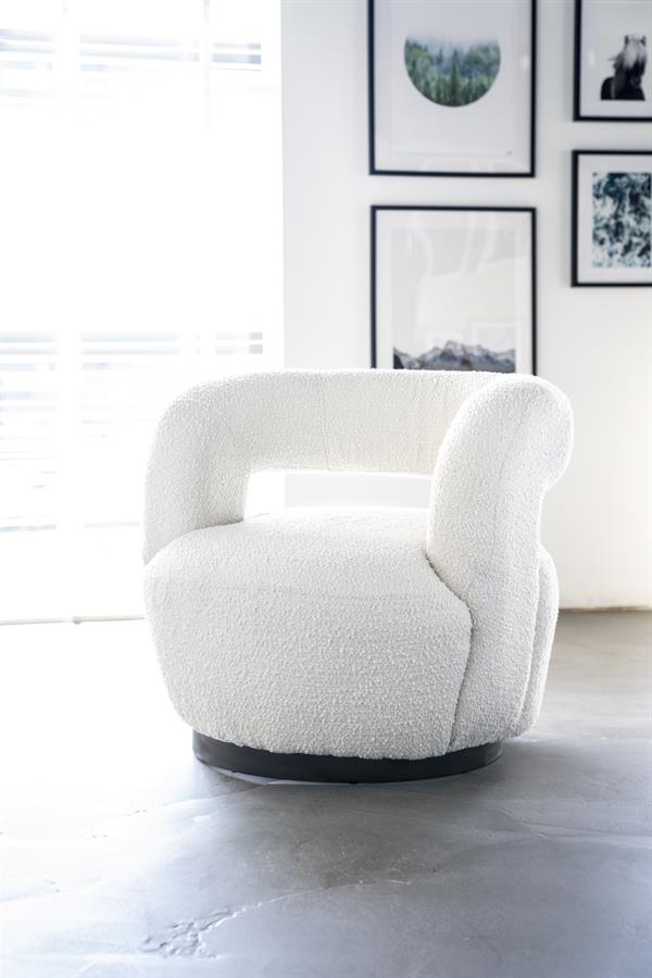 Fauteuil Sharon roterend - bouclé: beige, grijs, bruin of zandkleurig - ELEO