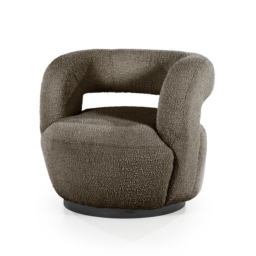 Fauteuil Sharon roterend - bouclé: beige, grijs, bruin of zandkleurig - ELEO