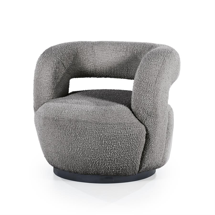Fauteuil Sharon roterend - bouclé: beige, grijs, bruin of zandkleurig - ELEO