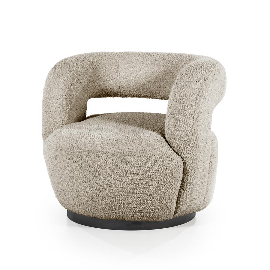 Fauteuil Sharon roterend - bouclé: beige, grijs, bruin of zandkleurig - ELEO