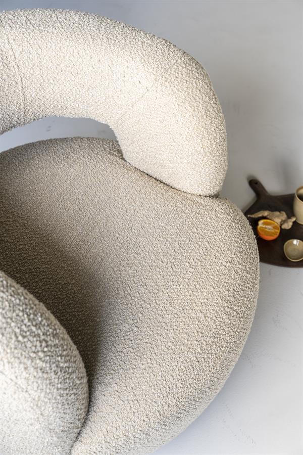 Fauteuil Sharon roterend - bouclé: beige, grijs, bruin of zandkleurig - ELEO