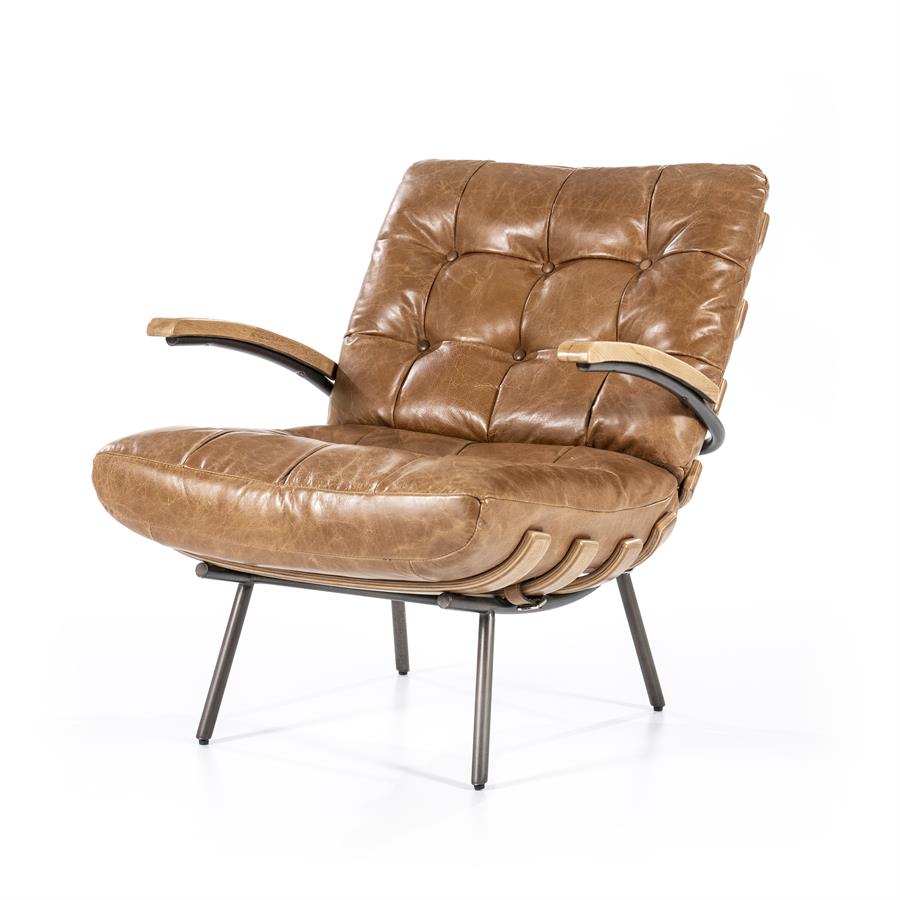 Fauteuil Bastiaan - leder: cognac, zwart of donkerbruin