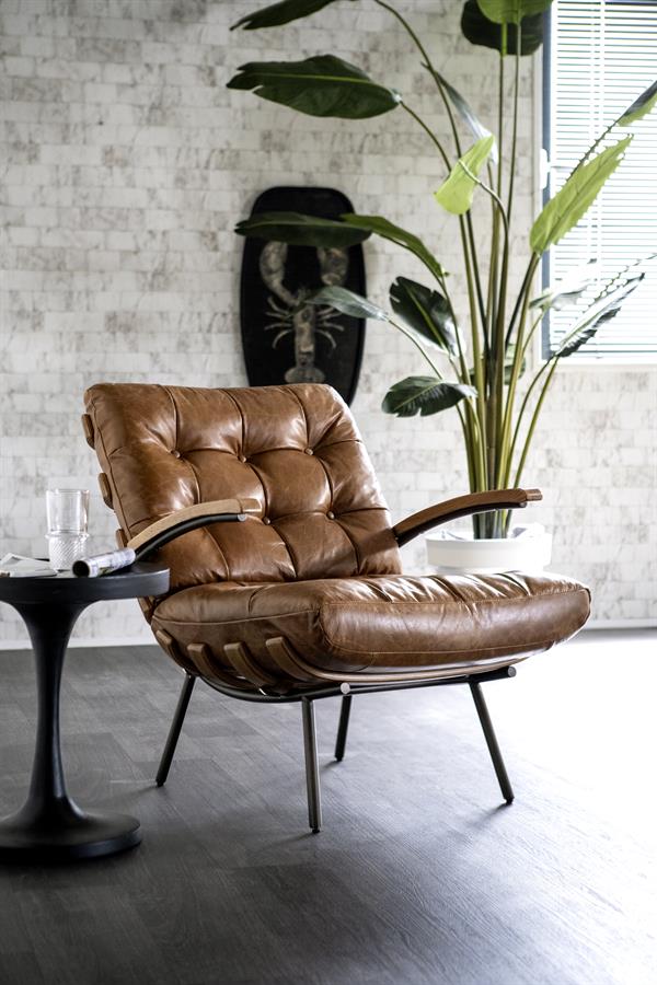 Fauteuil Bastiaan - leder: cognac, zwart of donkerbruin - ELEO
