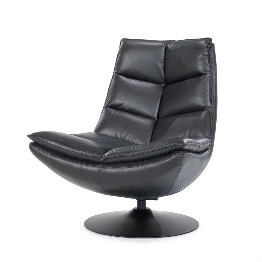 Fauteuil Sven roterend - Boho leer - zwart, cognac of beige - ELEO