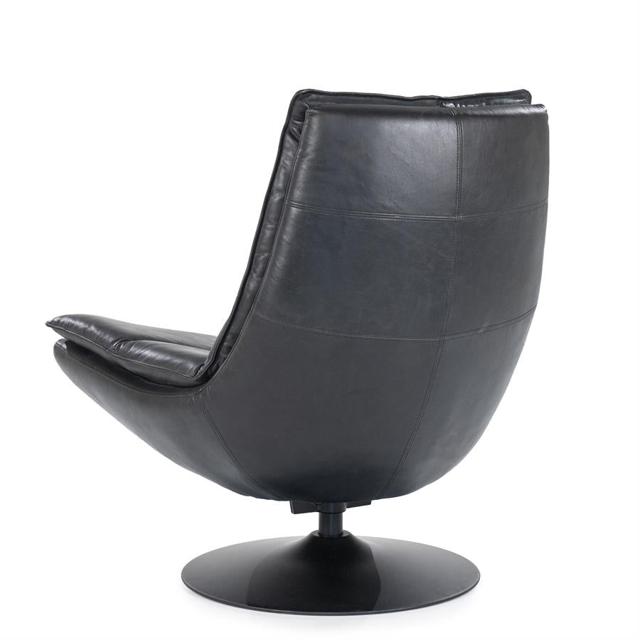 Fauteuil Sven roterend - Boho leer - zwart, cognac of beige - ELEO