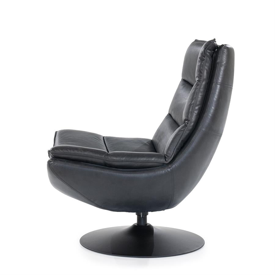 Fauteuil Sven roterend - Boho leer - zwart, cognac of beige - ELEO