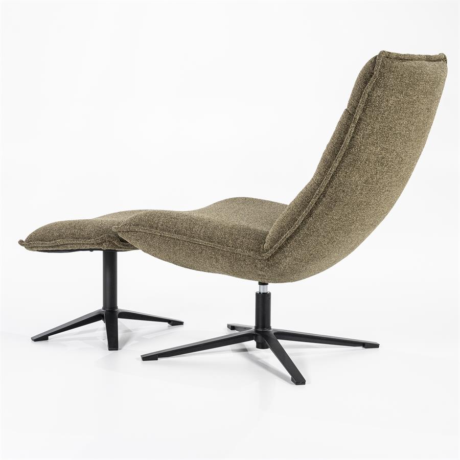Fauteuil met voetenbank Marcus - roterend - bouclé: mosgroen, beige, grijs of antraciet - ELEO
