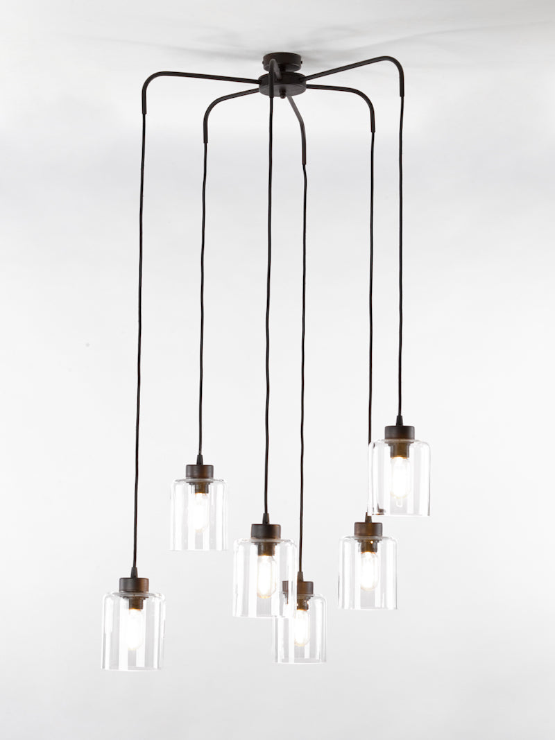 Lampe à suspension cylindrique rouille petite transparente MD