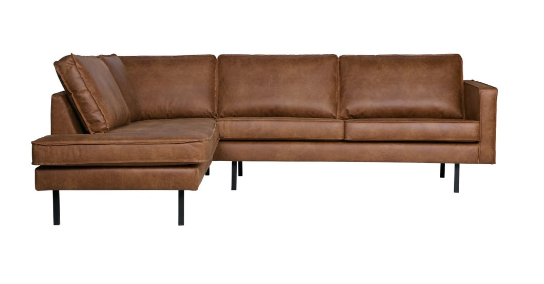 Salonset Rodeo - ottomane links - ecoleer cognac, zwart of mosgroen - EEKH