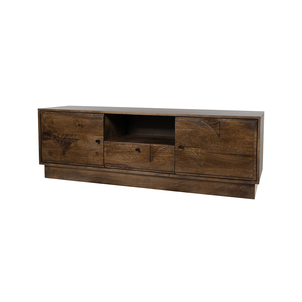 TV-dressoir 150 met 2 deuren, 1 lade en 1 open vak, donker walnoot - NW
