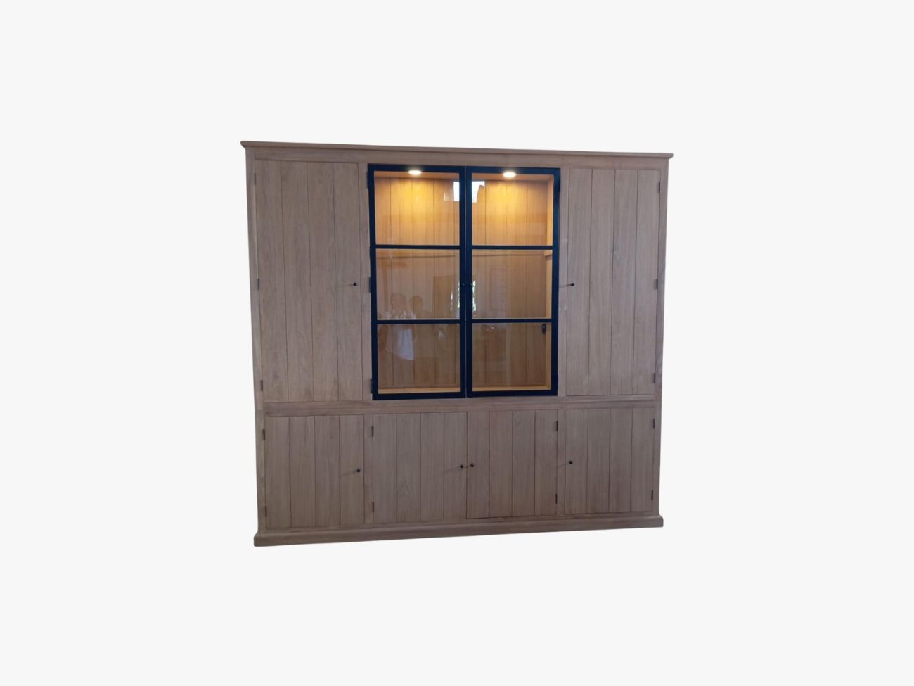Vitrinekast Angelo met LED-verlichting - teak - PRN