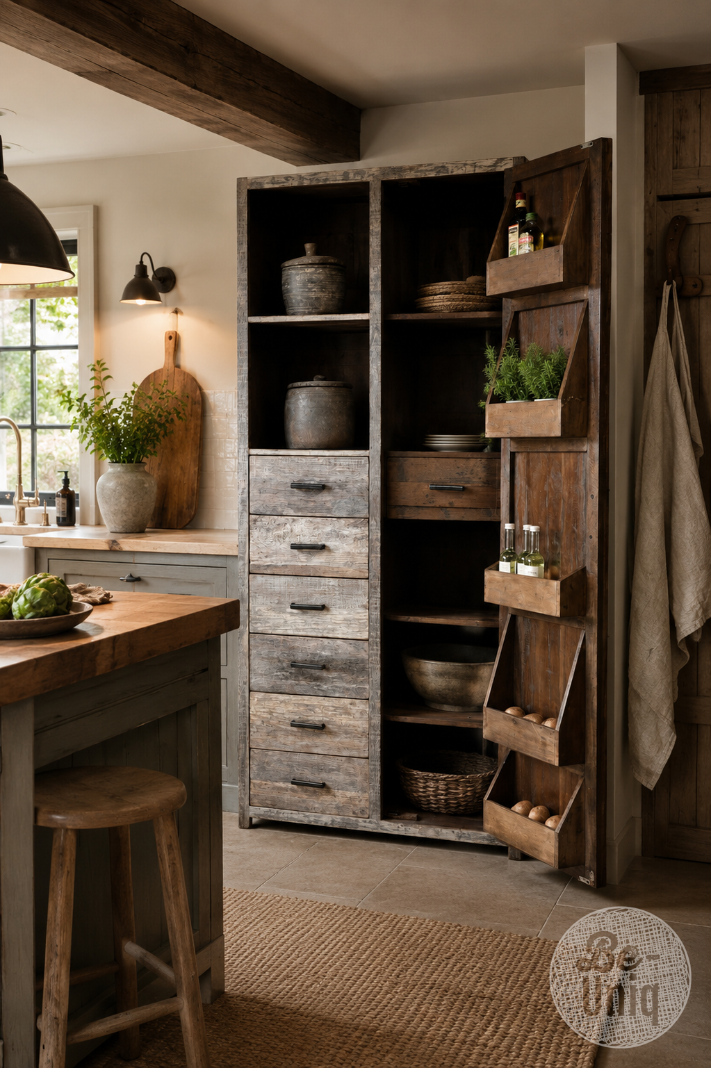 Landelijke keuken - voorraadkast Pantry oud hout
