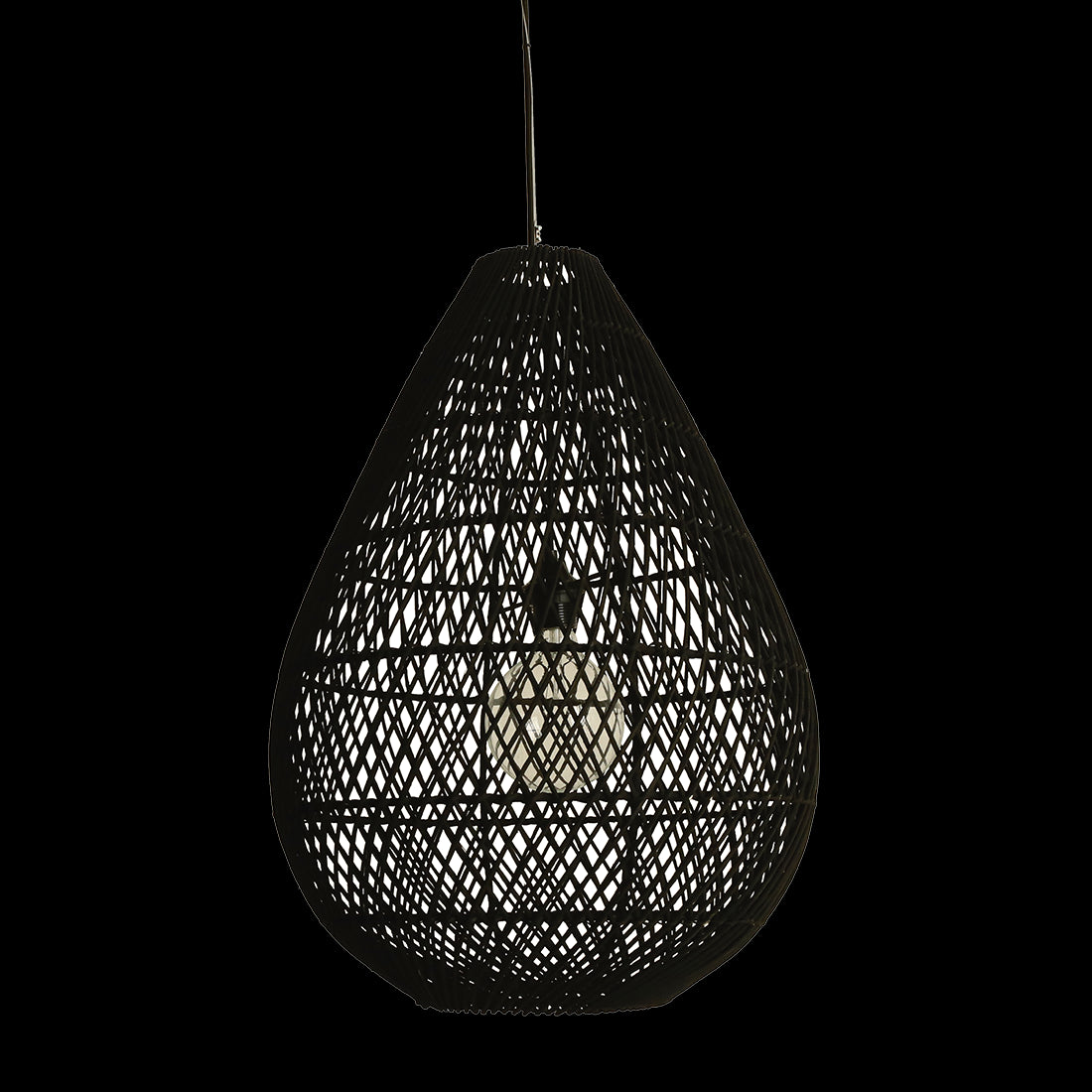Maze druppel rotan hanglamp zwart - Ø 45x65 cm - RAW