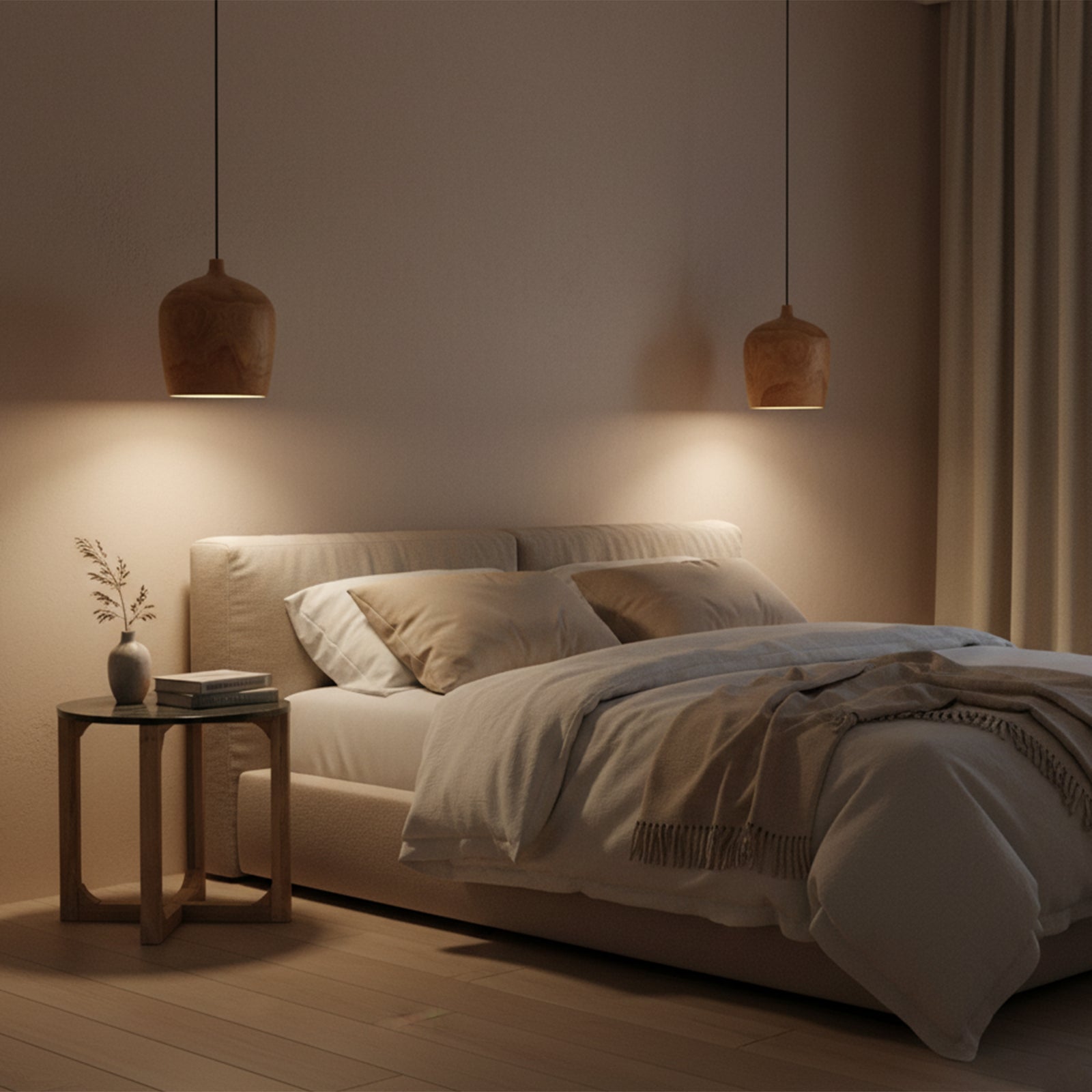 Sirocco teak houten hanglamp Fles - Ø 25x28 cm - RAW