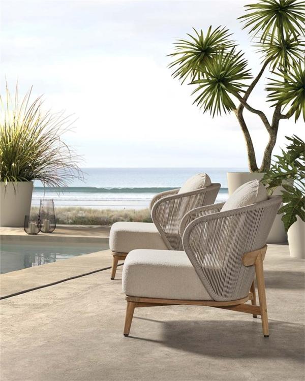 Chaise longue d'extérieur Gabor en teck naturel - VDC