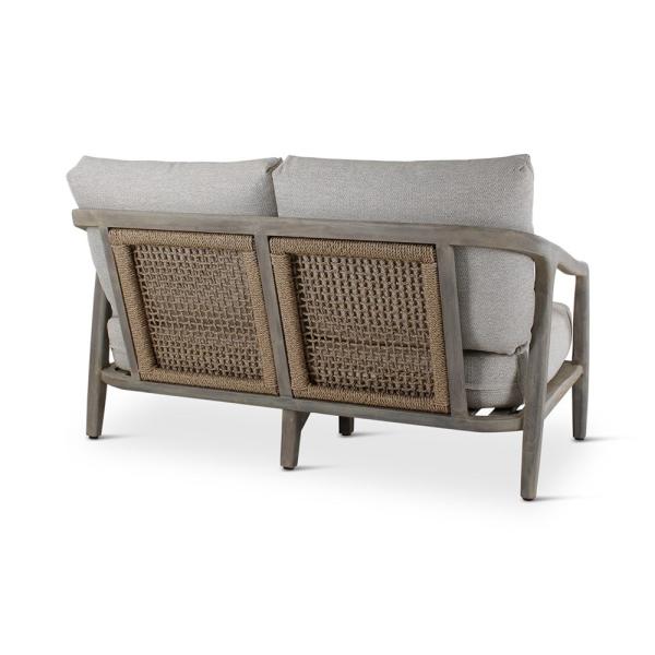 Chaise longue d'extérieur 2 places Anaïs avec coussin - teck naturel ou gris - VDC