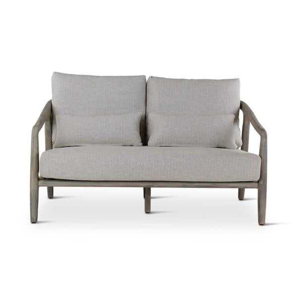 Chaise longue d'extérieur 2 places Anaïs avec coussin - teck naturel ou gris - VDC