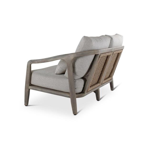 Chaise longue d'extérieur 2 places Anaïs avec coussin - teck naturel ou gris - VDC