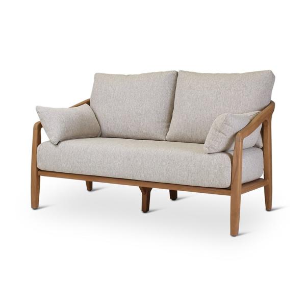 Chaise longue d'extérieur 2 places Anaïs avec coussin - teck naturel ou gris - VDC
