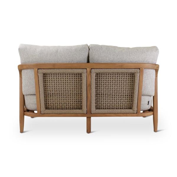 Chaise longue d'extérieur 2 places Anaïs avec coussin - teck naturel ou gris - VDC