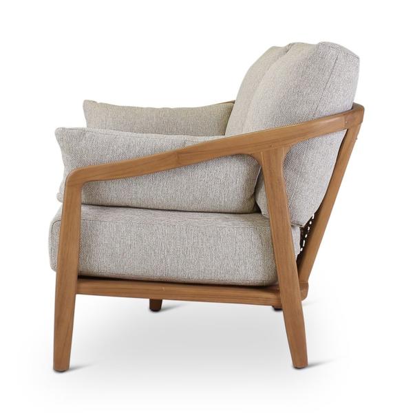 Chaise longue d'extérieur 2 places Anaïs avec coussin - teck naturel ou gris - VDC