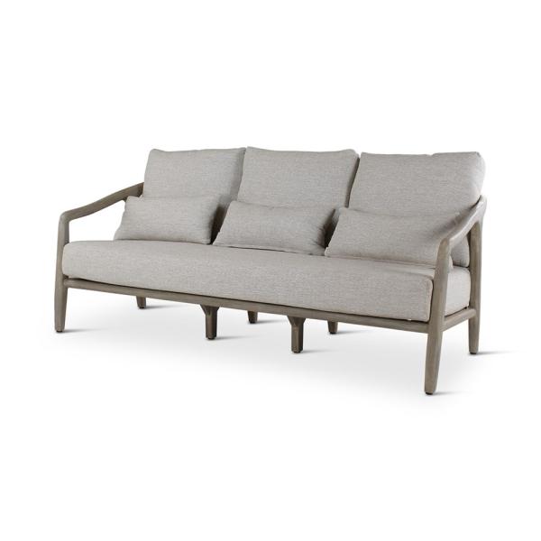Chaise longue d'extérieur 3 places Anaïs avec coussin - teck naturel ou gris - VDC