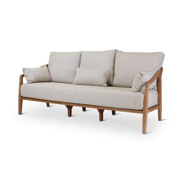 Chaise longue d'extérieur 3 places Anaïs avec coussin - teck naturel ou gris - VDC