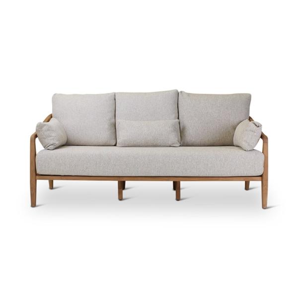 Chaise longue d'extérieur 3 places Anaïs avec coussin - teck naturel ou gris - VDC