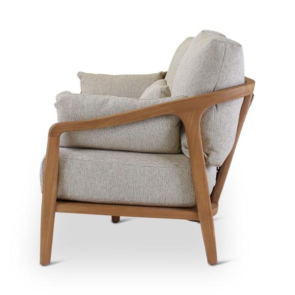 Chaise longue d'extérieur 3 places Anaïs avec coussin - teck naturel ou gris - VDC