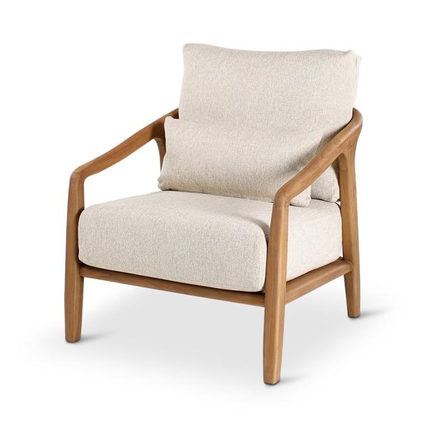 Chaise longue d'extérieur Anaïs avec coussin - teck naturel ou gris - VDC
