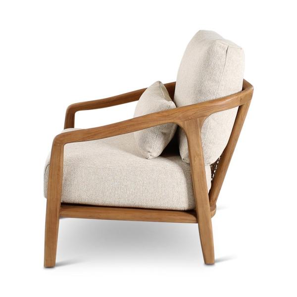 Chaise longue d'extérieur Anaïs avec coussin - teck naturel ou gris - VDC