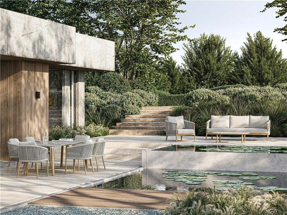 Lounge zetel outdoor Romeo - teak naturel - inclusief kussens Cloud + cover - VDC