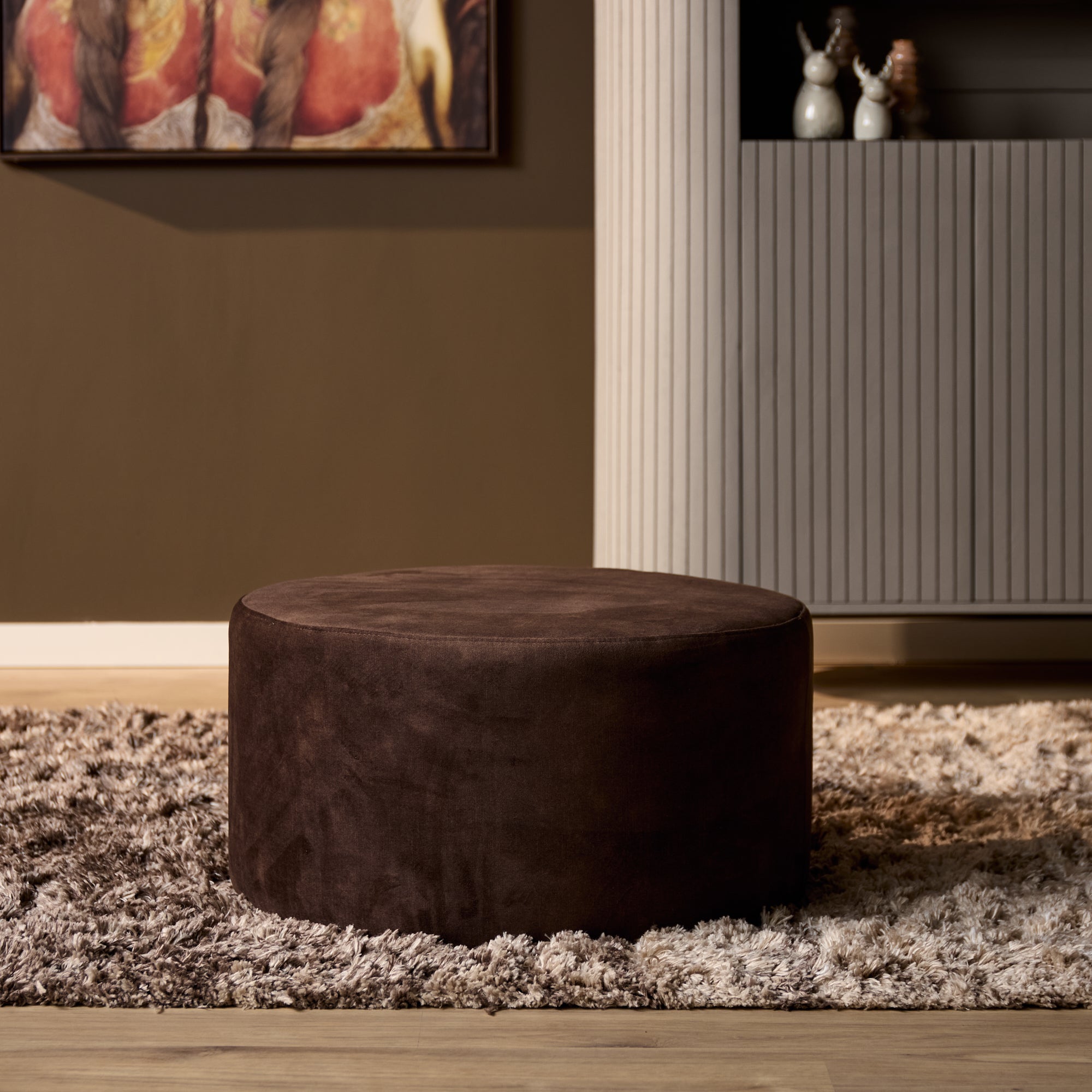 Poef | Rond | 60 cm | Adore 108 | Bruin - STF