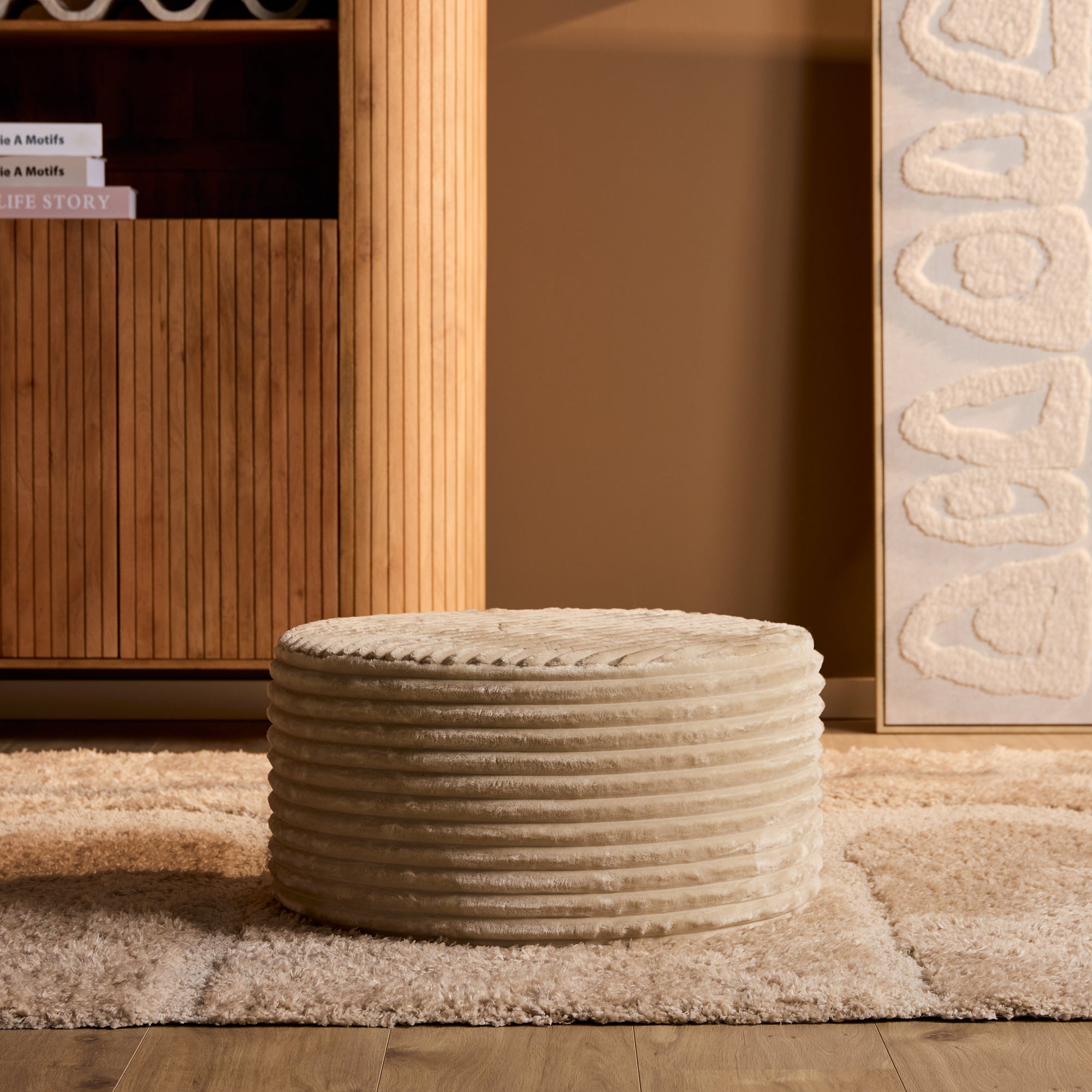 Poef | Rond | 60 cm | Tilia 03 | Beige - STF