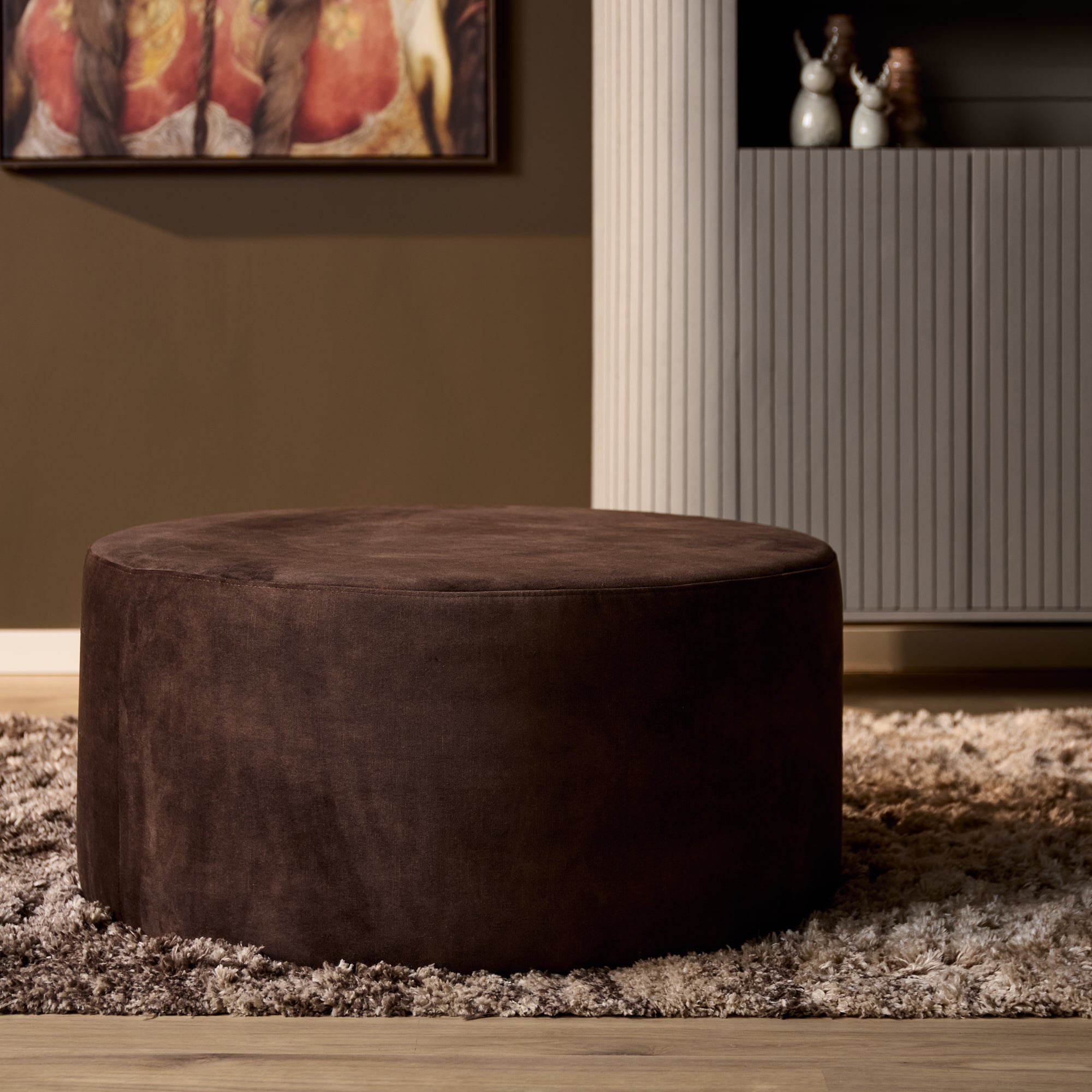 Poef| Rond | 80 cm | Adore 108 | Bruin - STF