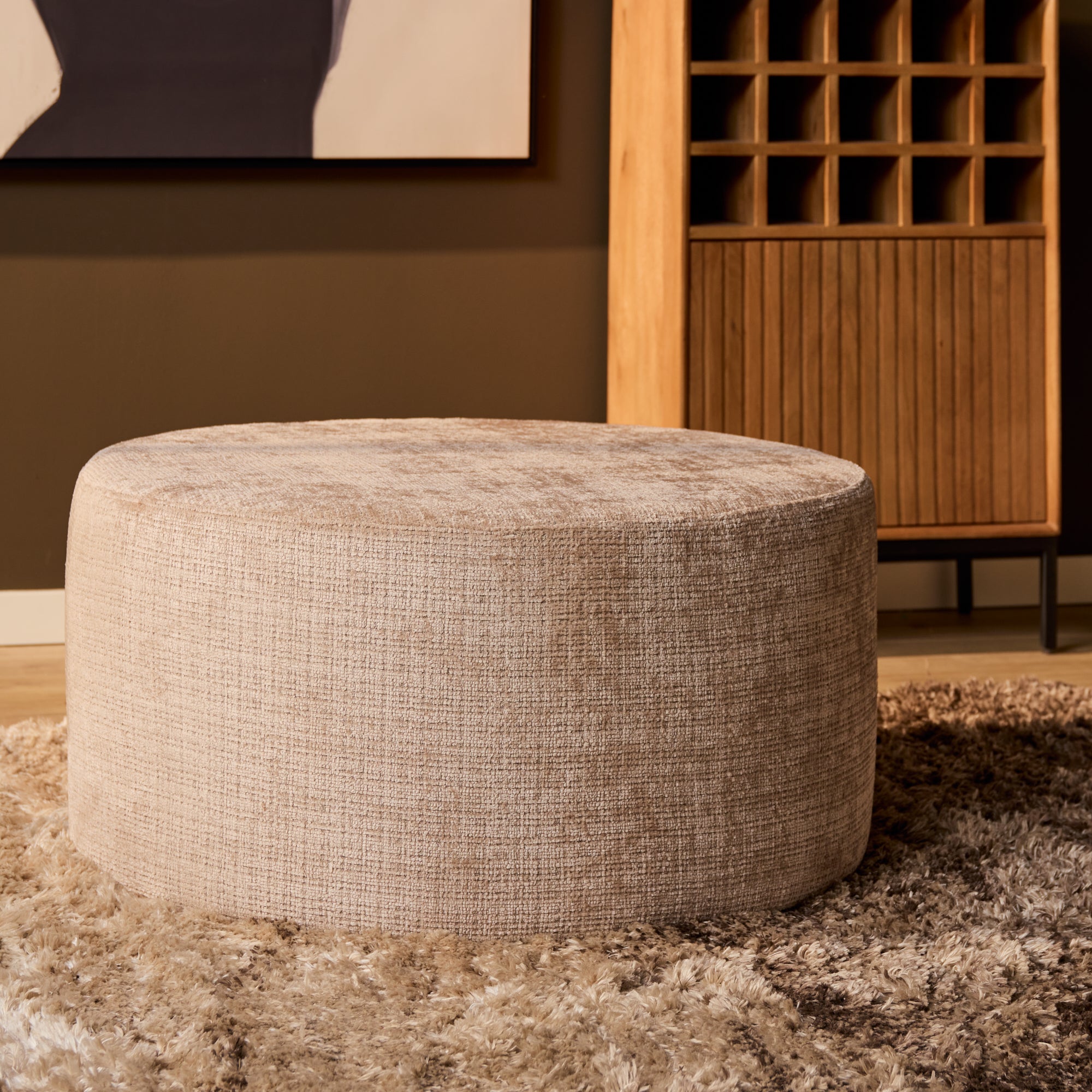 Poef | Rond | 80 cm | Cremona 14 | Taupe - STF