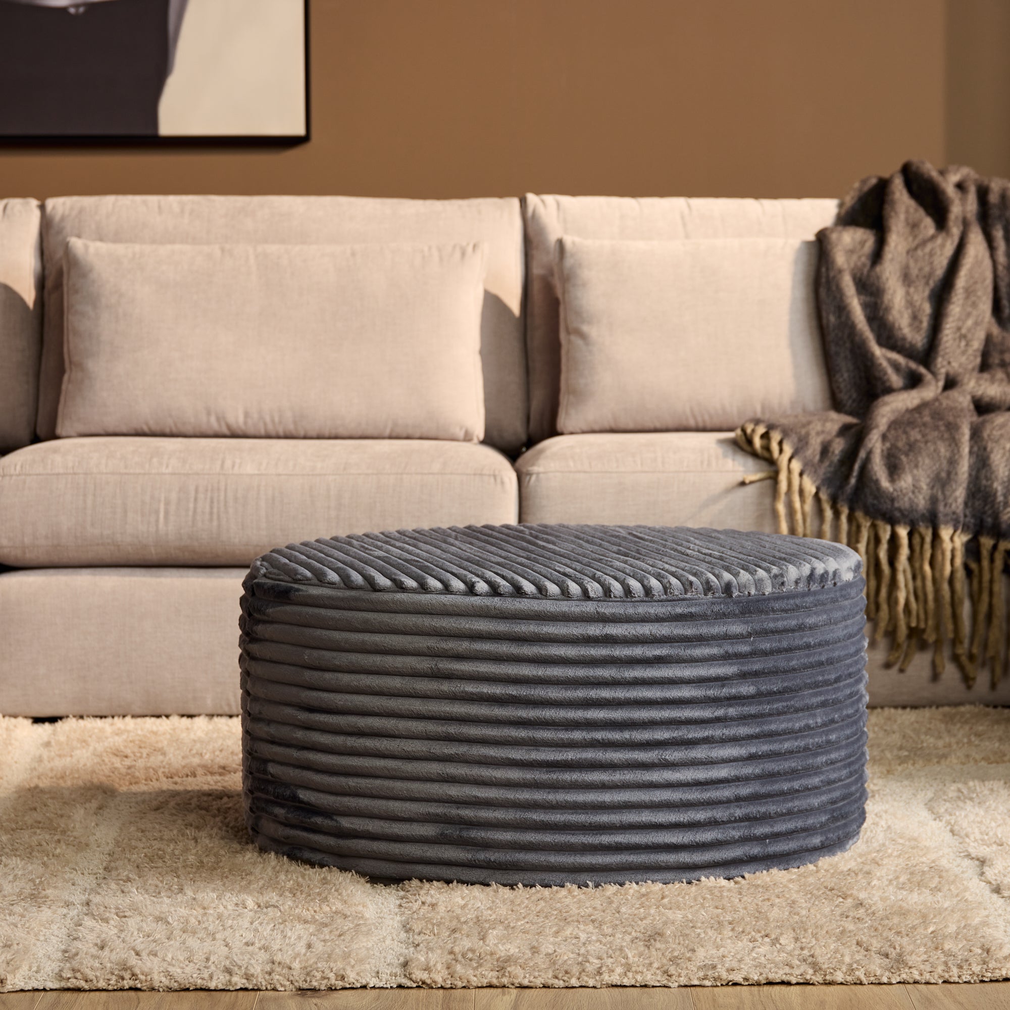 Poef | Rond | 80 cm | Tilia 85 | Antraciet - STF