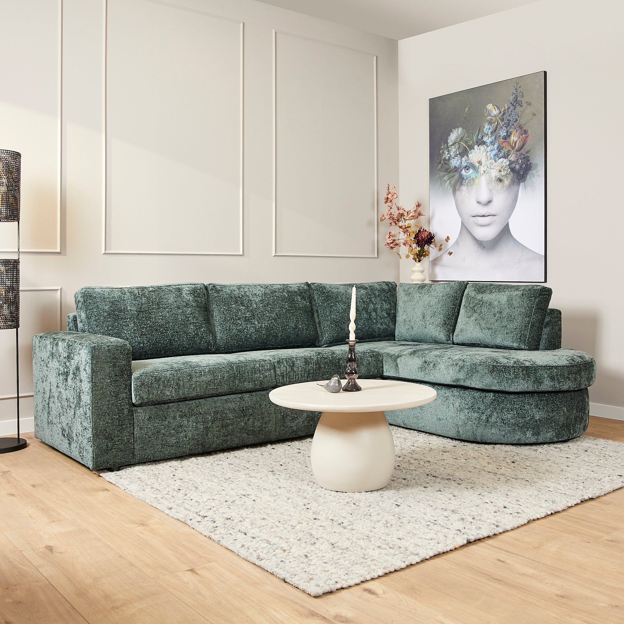 Sofa Alma | 2,5-zit + ottomane rechts | groen - STF