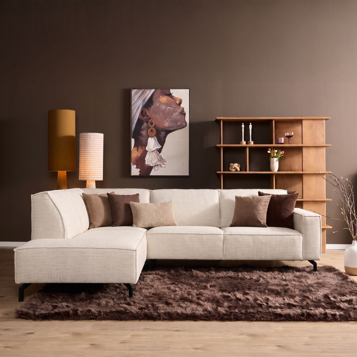 Canapé Floris | Pouf gauche + Canapé 2,5 places beige - STF