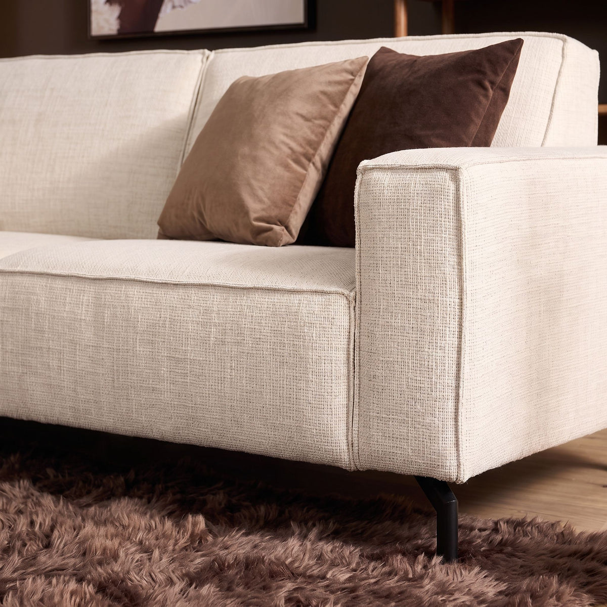 Canapé Floris | Pouf gauche + Canapé 2,5 places beige - STF