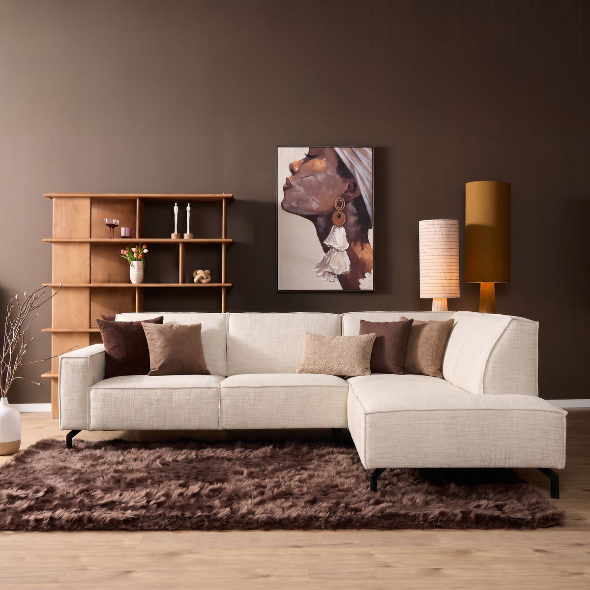 Canapé Floris | 2,5 places + Divan Droit | Beige - STF