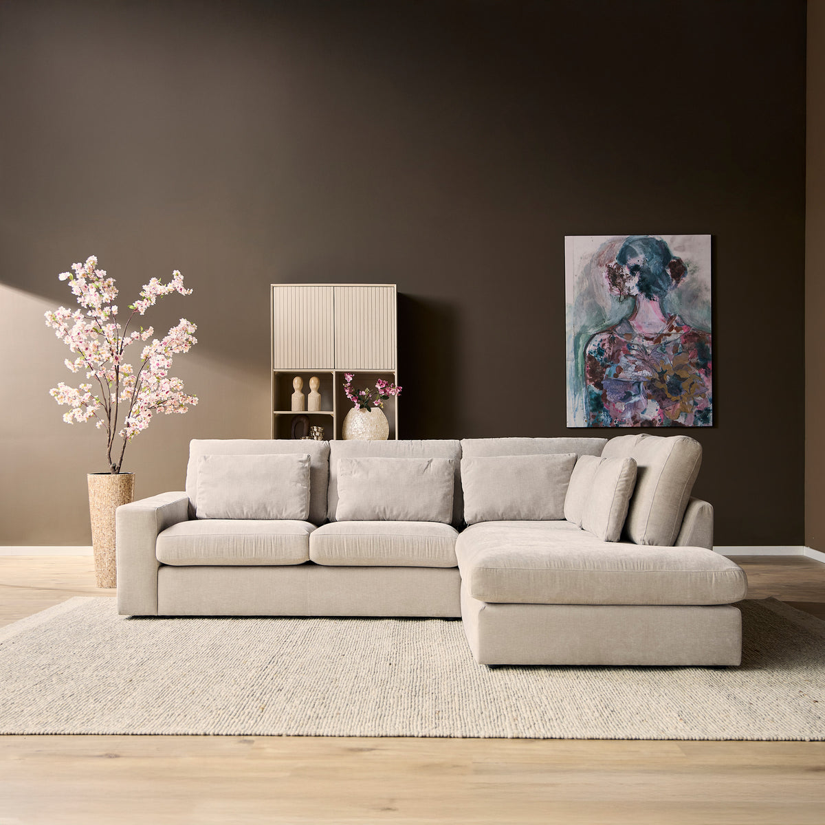 Canapé Jesse | 2,5 places + Pouf droit | Beige - STF