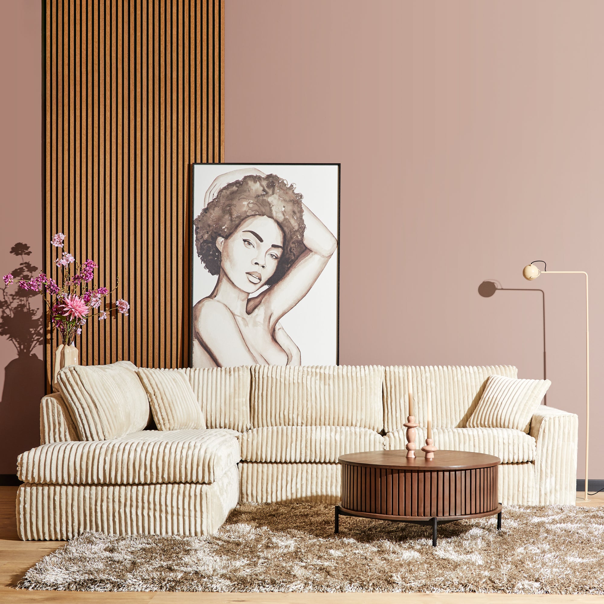 Ensemble de salon Teddy | canapé gauche + fauteuil 2,5 places | beige