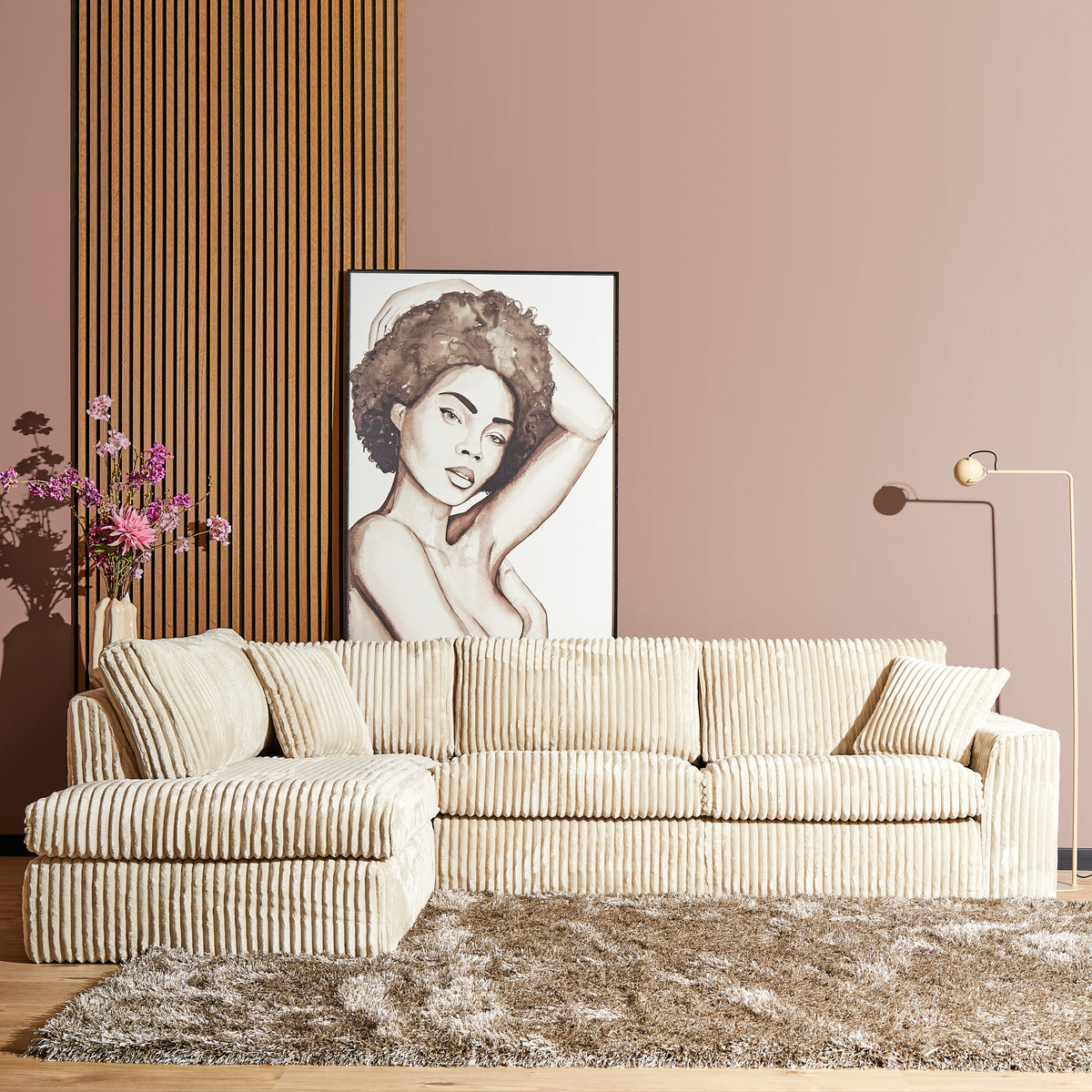 Ensemble de salon Teddy | canapé gauche + fauteuil 2,5 places | beige