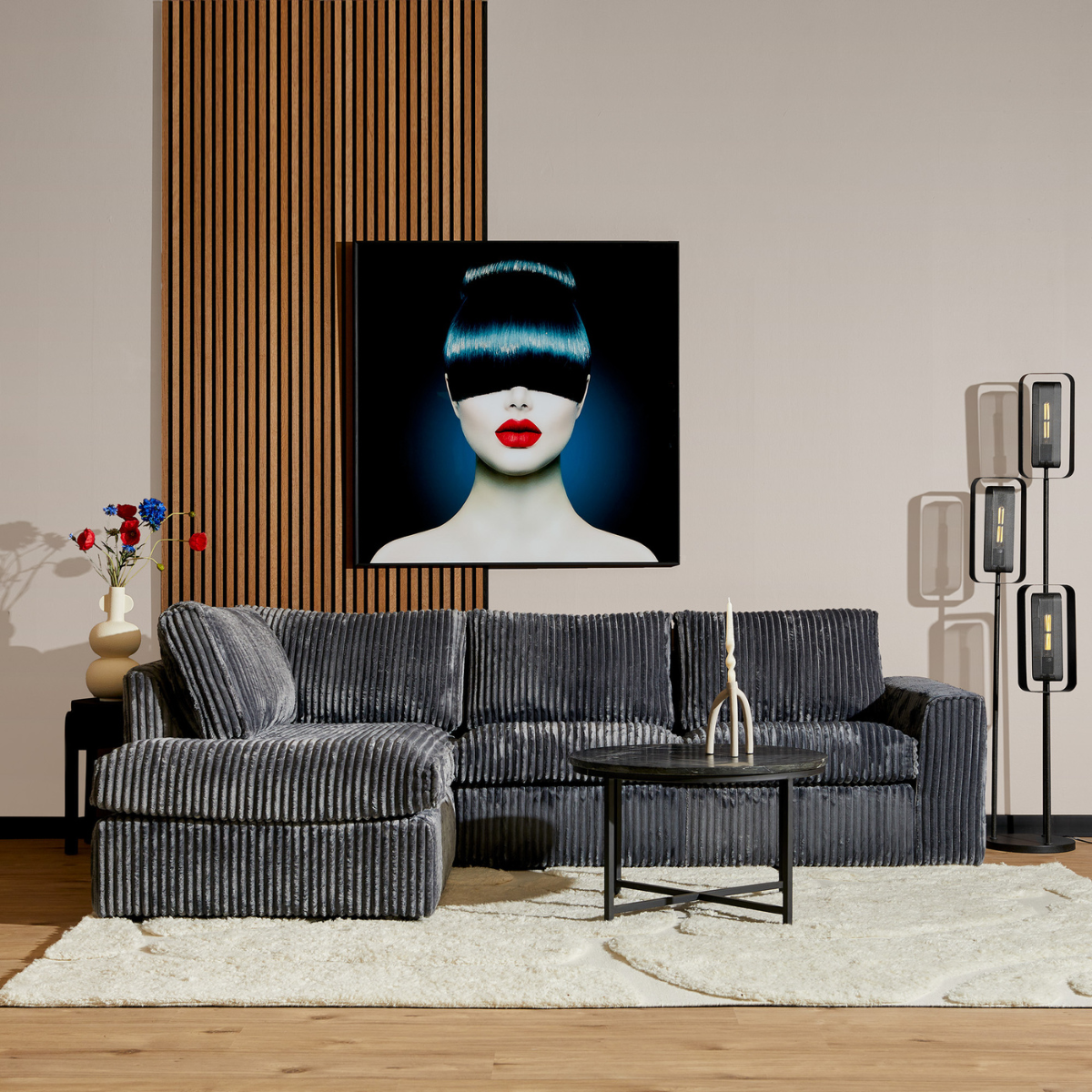 Ensemble canapé Teddy | Canapé gauche + fauteuil 2,5 places | Anthracite - STF