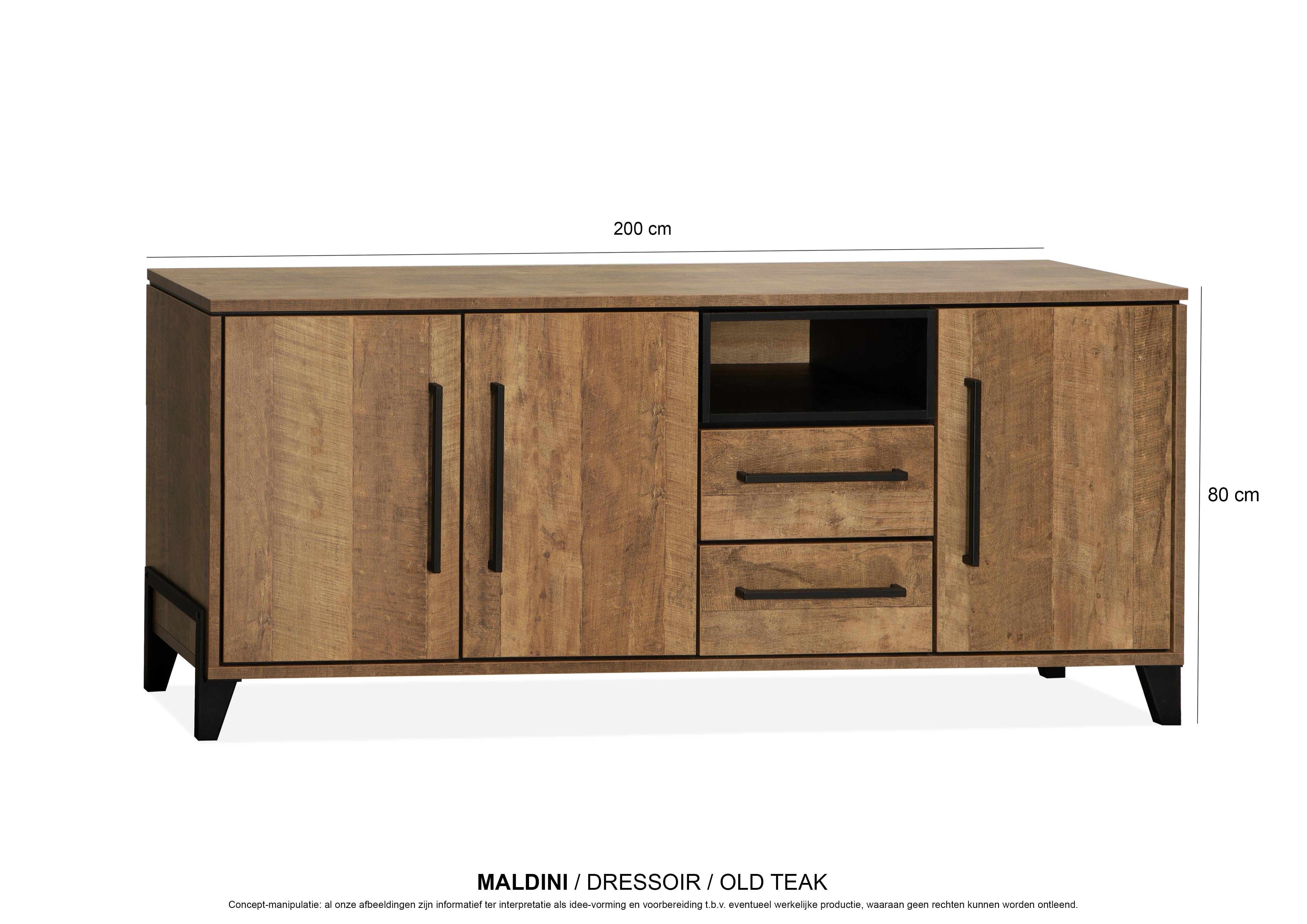 Dressoir Maldini MX - 3deuren/2lades/open vak