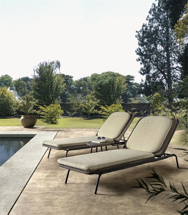 Chaise longue d'extérieur Modesto tissage huître - VDC